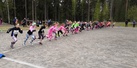 10-vuotiaiden tyttöjen startti. Vasemmalla Vauhdin Milla Sannamo, mukana olivat Vauhdissa myös Milja Välläri ja Sara Paavola.
