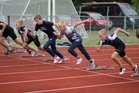 13-vuotiaat pojat starttaavat 60 metrille, Arttu Viljanen toinen oikealta. 