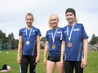 Peppi Koppanen, Pinja Kianta ja Viola Pennanen olivat 13-vuotiaiden tyttöjen keihäsmestarit.