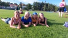 Vauhdin Milla Reunanen, Ilona Rahkonen, Hilma Heino ja Sini Kirkkomäki osallistuivat 9-vuotiaiden tyttöjen 3-otteluun Toijalan urheilukentällä.
